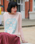 Floral pattern pearl embellished jumper