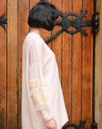 Fringed and sequin embellished sleeves Jumper