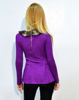 Faux Fur Collar Top (Purple)