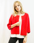 Three quarters sleeves Knitted Cardigan (RED)
