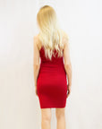 Cotton blend PETITE Bodycon Dress (RED)