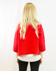 Three quarters sleeves Knitted Cardigan (RED)