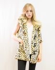 Faux Fur Oversize Hoody Coat (Dot Print)