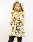 Faux Fur Oversize Hoody Coat (Dot Print)
