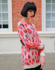 Multi color leopard print knitted jumper