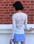 Floral lace elegant basic long sleeves top