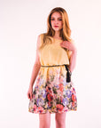 Floral Print Chiffon Dress (Yellow)