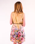Floral Print Chiffon Dress (Yellow)