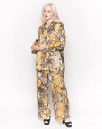 Silky Long Sleeve Shirt and Trousers Co-ords in Leopard Print