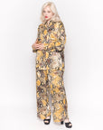 Silky Long Sleeve Shirt and Trousers Co-ords in Leopard Print
