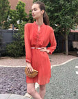 Pleated Midi dress (orange)