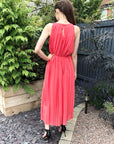 Pleated Full Length Maxi Dress (Orange)