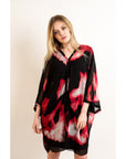 Black and red watercolor print oversized Top