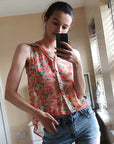 Floral Print Sleeveless Shirt (Pink)