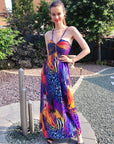 Vibrant colors Animal Print Maxi Dress