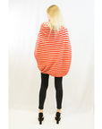 Stripe fine knit bat-wing Oversize cardigan (Red)