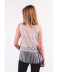 White Floral Lace Fringed Hem Vest Cami Top