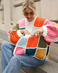 Hand Crochet Multicolour Granny Square Cardigan