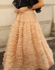 Statement Layered Ruffle Tulle Maxi Skirt