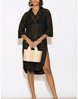 V pattern Lace kaftan dress in Black Holiday wear collection