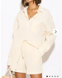 Cotton blend Duben shirt and shorts in relaxed fit co-ords Suits in Cream