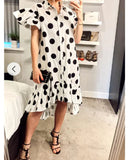 Polka Dot print dip hem dress