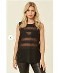 Chiffon and Mesh sleeveless vest top