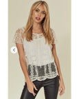 Floral Leaves Cotton Crochet Lace Top