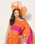 Large Wide Brim Bow Fascinator In Orange
