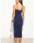 Scooped-neck sleeveless metallic-knit maxi dress in Royal Blue