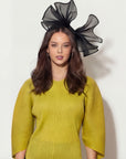 Large Wide Brim Bow Fascinator In Black