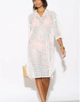 V pattern Lace kaftan dress in White Holiday wear collection