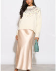 Multi color disco Sequin embellished design Soft knit jumper in cream