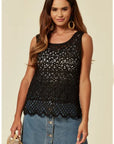 Black Floral Crochet Vest Top (75A)
