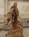 Animal Print Organza Ruffle Statement Maxi Dress
