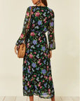 Floral print long shirt dress cardigan