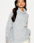 Relaxed-fit Roll- neck Jumper with open-work design in Grey