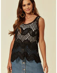Black Floral PatternCrochet Vest Top (KN209)