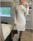 Gold and Sliver Sequin embellished sleeves design jumper in white