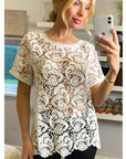 Floral Pattern Crochet T-shirt Top