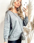 Jumper with Crystal Shoulder Patch with Chain