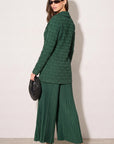 Textured Woven Jacket & Pleated Wide-Leg Trousers Co-Ord Set