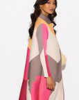 Multi color print long sleeves Blazer Dress with buttons design in yellow
