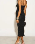 Scooped-neck sleeveless metallic-knit maxi dress in Black