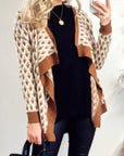 Metallic Gold Trims Stripe And Diamond Print Wool Blend Knitted Cardigan