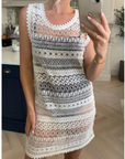 Holiday floral pattern crochet lace midi dress