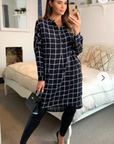 check print shirt dress