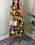Floral Print Ruffle Multi Layer Hem Design Dress