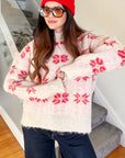 Classic & Cozy Snowflake Knit Jumper in Pink