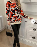 Multi-color Orange & Black Leapard Print Jumper